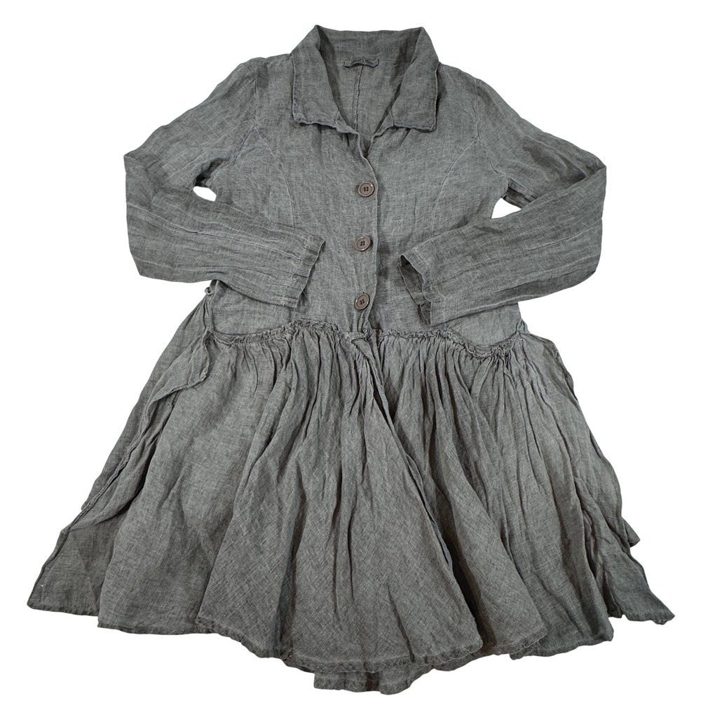 Nomads Choice‎ Linen Button Front Lagenlook Dress Made in Italy Boho Whimsical